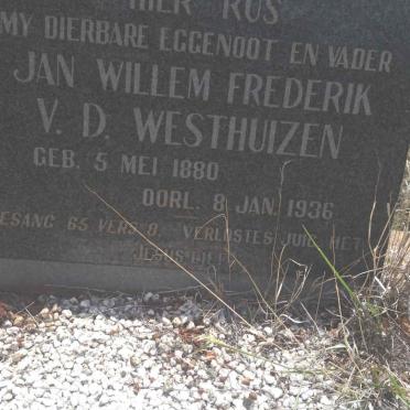 WESTHUIZEN Jan Willem Frederik, v.d. 1880-1936