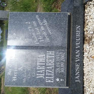 VUUREN Martha Elizabeth, Janse van 1932-2002