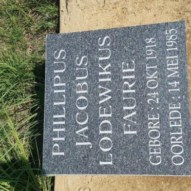 FAURIE Phillipus Jacobus Lodewikus 1918-1985