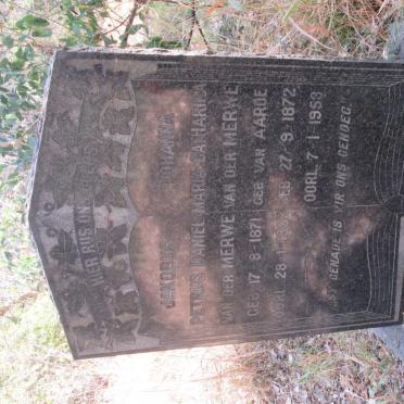 MERWE Jakobus Petrus Daniel, van der 1871-1953 &amp; Johanna Maria Catharina VAN AARDE 1872-1953