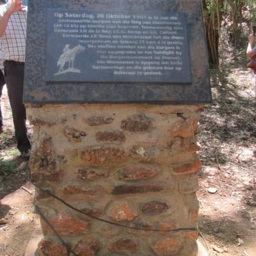 1. Gedenksteen - Slag van Kleinfontein 24 Okt 1901 - burgers grafte