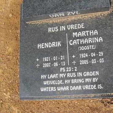 ZYL Hendrik, van 1921-2007 &amp; Martha Catharina JOOSTE 1924-2005