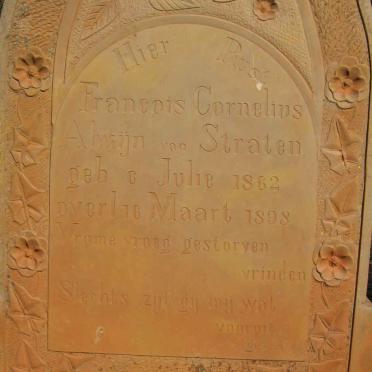 STRATEN Francois Cornelius, van 1862-1898