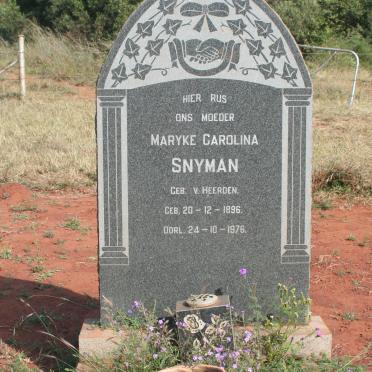 SNYMAN Maryke Carolina nee VAN HEERDEN 1896-1976