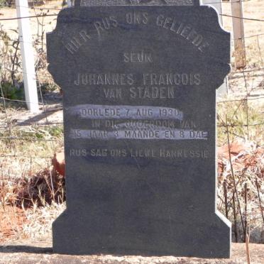 STADEN Johannes Francois, van -1930