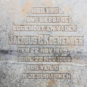 KOEKEMOER Jacobus G. 1885-1950