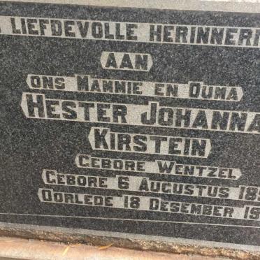 KIRSTEIN Hester Johanna nee WENTZEL 1894-1973
