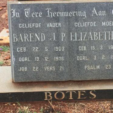 BOTES Barend J.P. 1903-1976 &amp; Elizabeth S.1913-1976