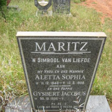 MARITZ Gysbert Jacobus 1935- &amp; Aletta Sophia 1940-1996