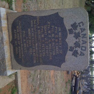 EVANS C.N. -1902 :: HUSTON M.G. 1902 :: MILLIGAN W.P.K. -1902 :: PERRY J.C. -1902 :: PETERS W.T. -1902 :: SHERRITT A. -1902 :: 