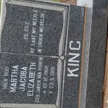 KING Martha Jacoba Elizabeth nee JANSEN VAN VUUREN 1902-1991