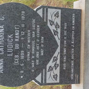 LUDICK Anna Catharina G. nee DU RANDT 1899-1978
