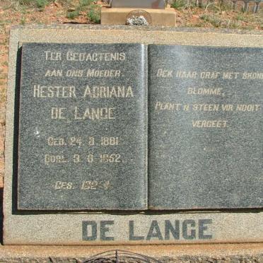 LANGE Hester Adriana, de 1881-1952