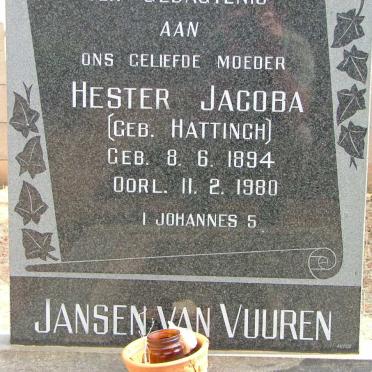 VUUREN Hester Jacoba, Jansen van nee HATTINGH 1894-1980
