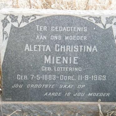 MIENIE Aletta Christina nee LOTTERING 1883-1963
