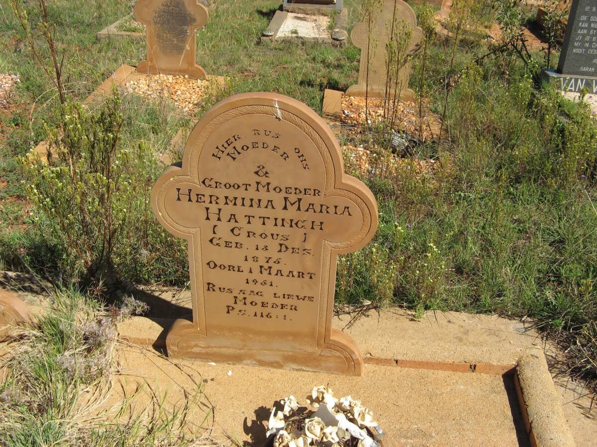 HATTINGH Hermina Maria nee CROUS 1875-1951