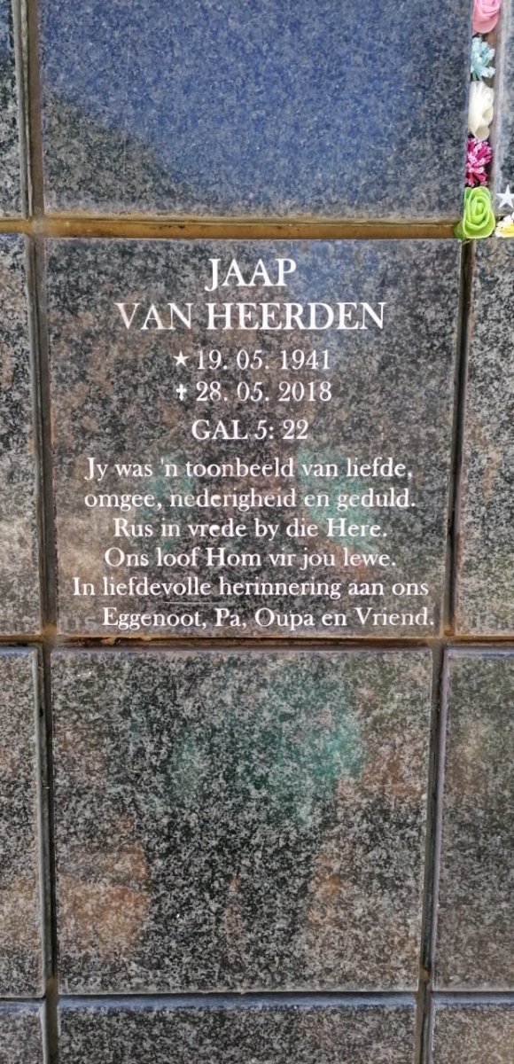 HEERDEN Jaap, van 1941-2018