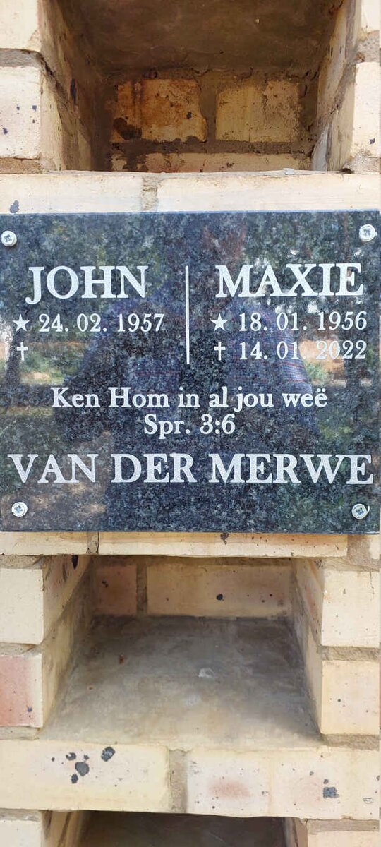 MERWE John, van der 1957- & Maxie 1956-2022