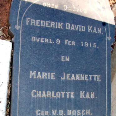KAN Frederik David -1915 &amp; Marie Jeannette Charlotte V.D. BOSCH -1888