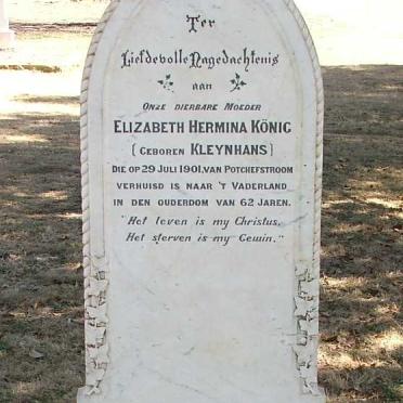 KÖNIG Elizabeth Hermina nee KLEYNHANS -1901