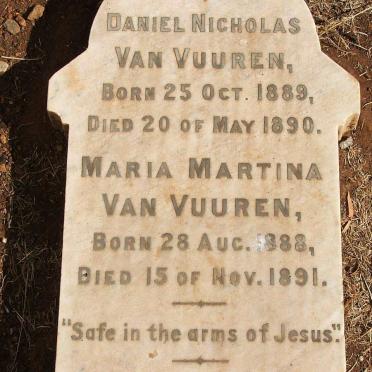 VUUREN Daniel Nicholas, van 1889-1890 :: VAN VUUREN Maria Martina 1888-1891