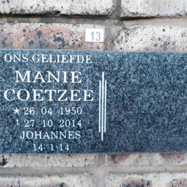 COETZEE Manie 1950-2014