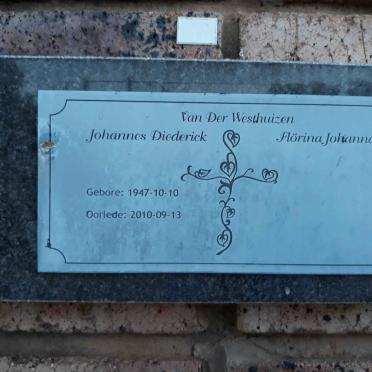 WESTHUIZEN Johannes Diederick, van der 1947-2010 &amp; Flörina Johanna