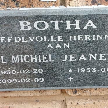 BOTHA Paul Michiel 1950-2009 &amp; Jeanette 1953-