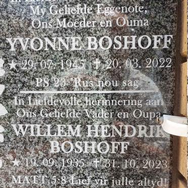 BOSHOFF Willem Hendrik 1935-2023 &amp; Yvonne 1945-2022