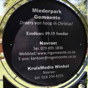 North West, POTCHEFSTROOM, Miederpark, NG Gemeente Miederpark, Gedenkmuur