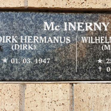 McINERNY Dirk Hermanus 1947- &amp; Wilhelmina Janetta 1946-2016