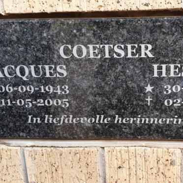 COETSER Jacques 1943-2005 &amp; Hester 1942-2015