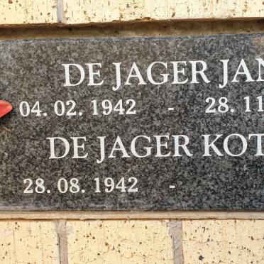 JAGER Jan, de 1942-2009 &amp; Kotie 1942-