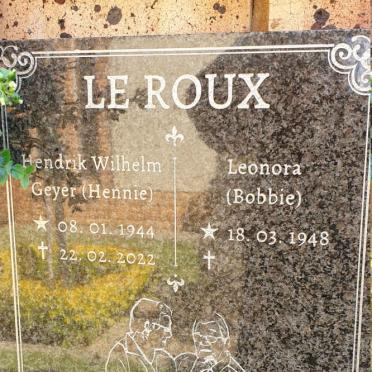 ROUX Hendrik Wilhelm Geyer, le 1944-2022 &amp; Leonora 1948-