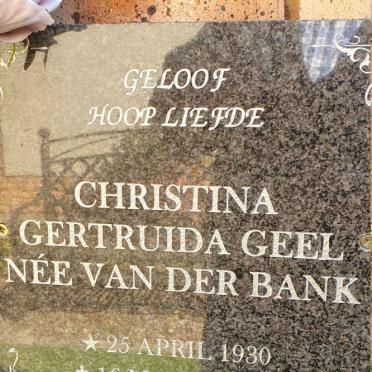 GEEL Christina Gertruida nee VAN DER BANK 1930-2021