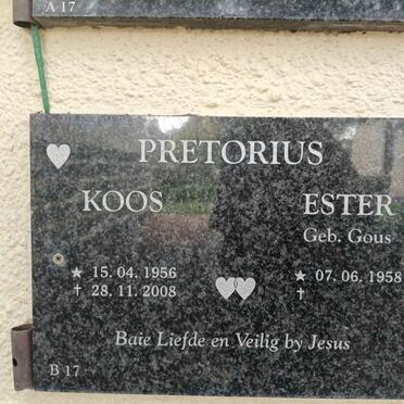 PRETORIUS Koos 1956-2008 & Ester GOUS 1958- 