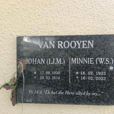 ROOYEN I.J.M., van 1930-2016 & W.S. 1933-2023