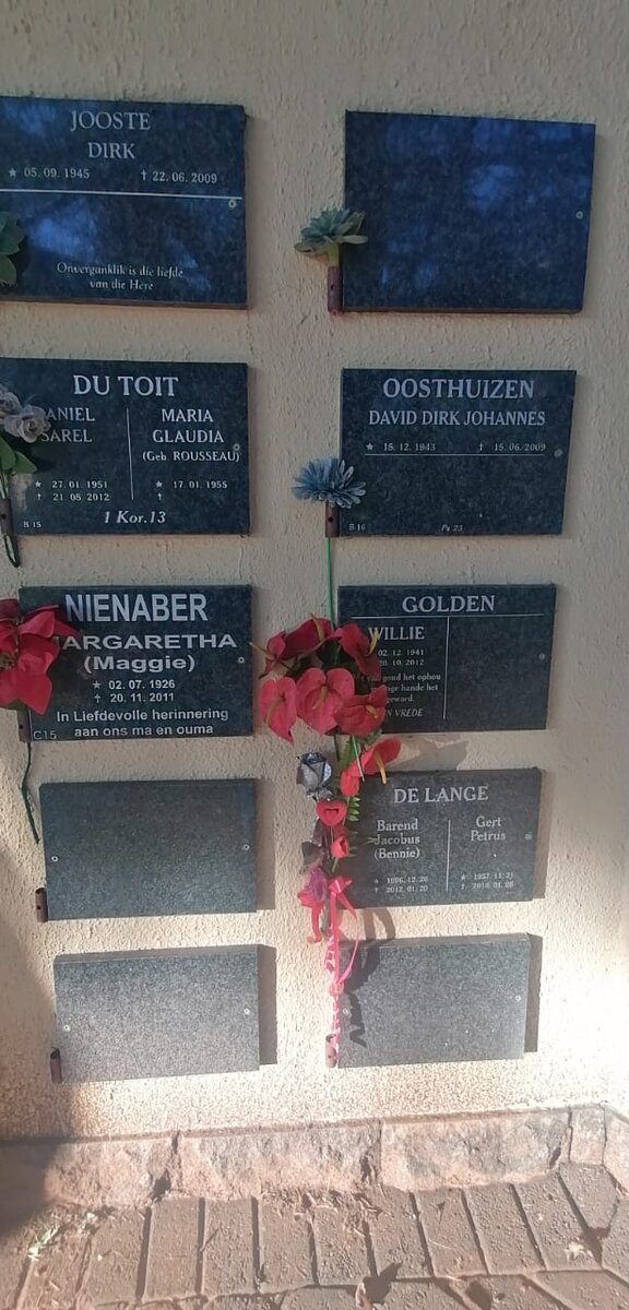 TOIT Daniel Sarel, du 1951-2021 &amp; Maria Glaudia ROUSSEAU 1955- :: JOOSTE Dirk 1945-2009