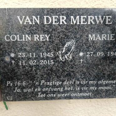 MERWE Colin Rey, van der 1945-2015 & Marie 1949- 