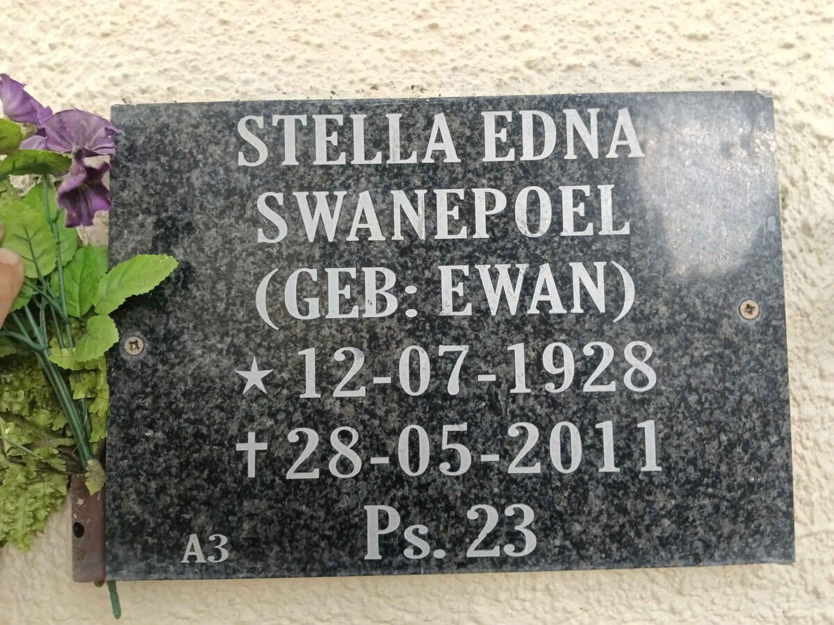 SWANEPOEL Stella Edna nee EWAN 1928-2011