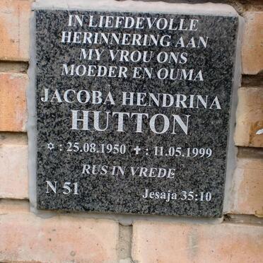 HUTTON Jacoba Hendrina 1950-1999