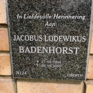 BADENHORST Jacobus Lodewikus 1934-2005