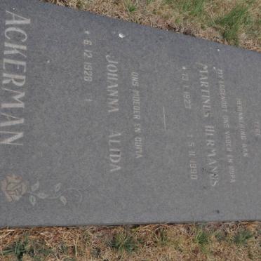 ACKERMAN Martinus Hermanus 192?-1990 &amp; Johanna Alida 1928-
