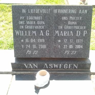 ASWEGEN Willem A.G., van 1919-2001 &amp; Maria D.P. 1921-2004