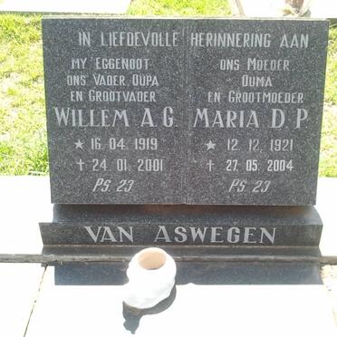 ASWEGEN Willem A.G., van 1919-2001 &amp; Maria D.P. 1921-2004