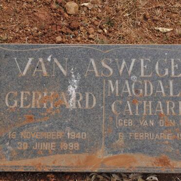 ASWEGEN Gerhard, van 1940-1998 &amp; Magdalena Catharina VAN DEN BERG 1947-
