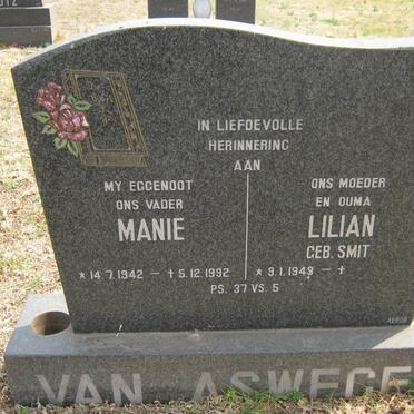 ASWEGEN Manie, van 1942-1992 &amp; Lilian SMIT 1949-