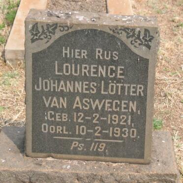 ASWEGEN Lourence Johannes Lötter, van 1921-1930 