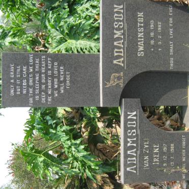 ADAMSON Swainston 1913-1982 &amp; Irene VAN ZYL 1917-1988