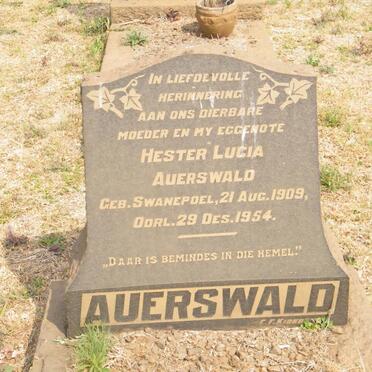 AUERSWALD Hester Lucia nee SWANEPOEL 1909-1954